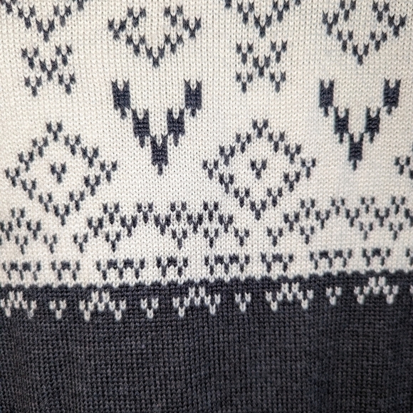 FRANK & OAK Grey & Cream Fair Isles Wool Chunky Knit Cardigan Size Medium - Picture 6 of 12